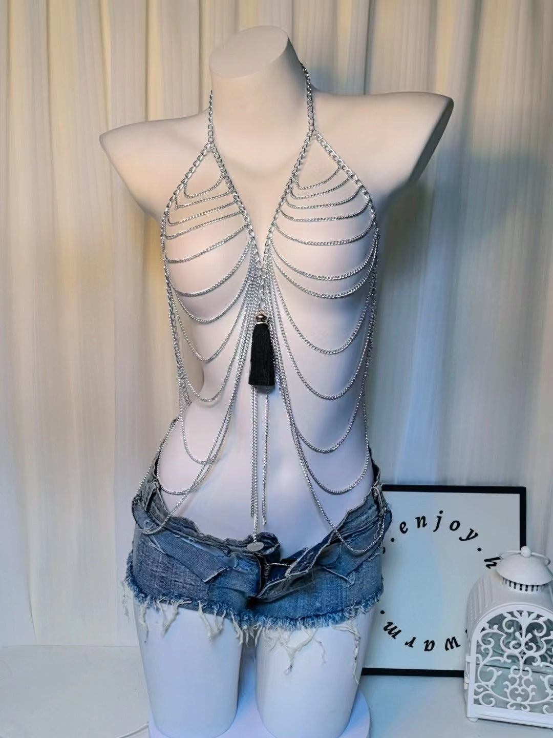 Image of adult alternative sm erotic lingerie accessories metal chain clothes uniform temptation hollow bondage pure lust sexy sassy